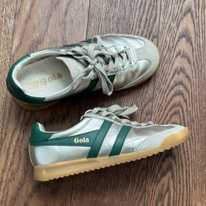 Gola Metallic Gold Sneakers with Green Stripes size 6